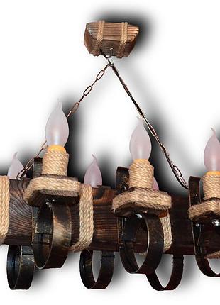 Люстра деревянная подвесная на 6 ламп