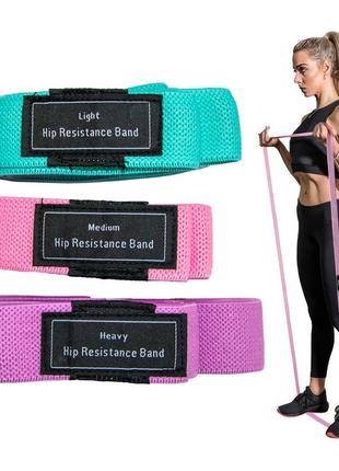 Тканевые резинки для фитнеса набор 3 шт. "hip resistance band", фитнес резинка для ног для тренировок (st)2 фото