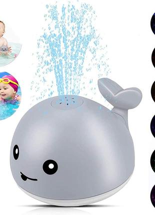 Іграшка у ванну для малюків "кит фонтан" mini whale fountain сірі плавальні іграшки для купання (st)1 фото