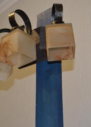 Бра деревянное настенное на 3 плафона2 фото