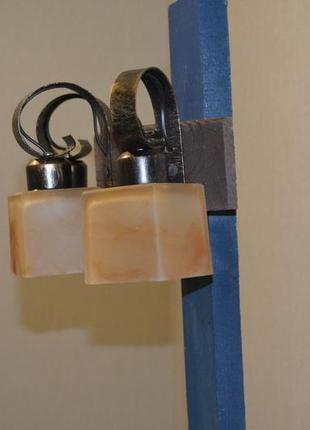 Бра деревянное настенное на 3 плафона3 фото