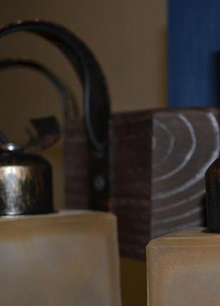 Бра деревянное настенное на 3 плафона7 фото