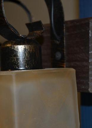 Бра деревянное настенное на 3 плафона4 фото