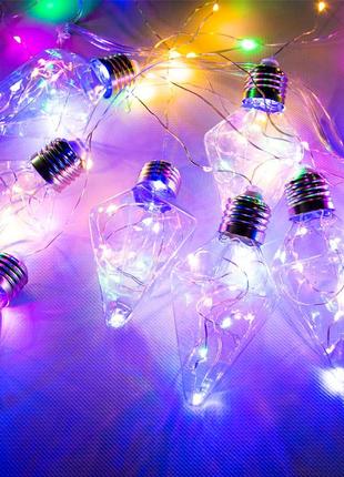 Гірлянда бахрома на вікно у формі лампочки (ромб) xmas 4м 150 led різнобарвна  ⁇  лід гірлянди штори (st)