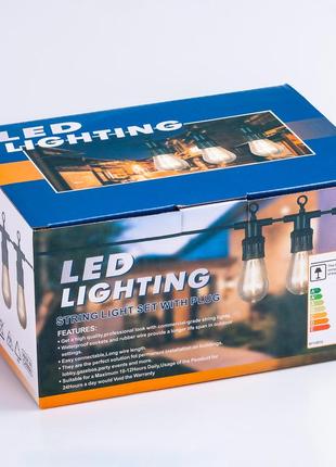 Гірлянда вулична в стилі ретро світлодіодна f27 на 10 led ламп довжиною 5 метрів10 фото