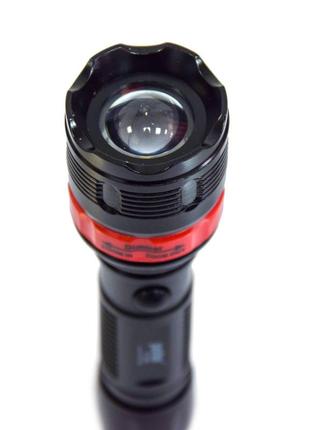 Світлодіодний потужний ліхтар panther pt-2516 червоний, led-ліхтарик акумуляторний  ⁇  тактичний льохтар (st)5 фото
