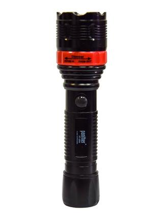 Світлодіодний потужний ліхтар panther pt-2516 червоний, led-ліхтарик акумуляторний  ⁇  тактичний льохтар (st)3 фото