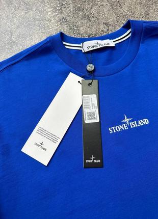 Мужская футболка stone island на весну в синем цвете с принтом premium качества, стильная и удобная футболка на каждый день5 фото
