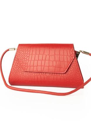 Сумка женская, стильный клатч, маленькая сумочка через плечо, мини сумка из кожзама, красная