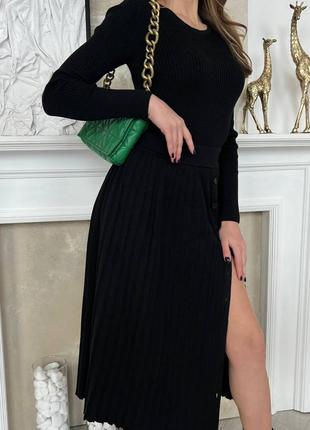 Женский черный костюм кофта + длинная юбка7 фото