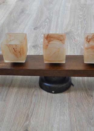 Стельовий світильник з дерева на 3 плафони2 фото