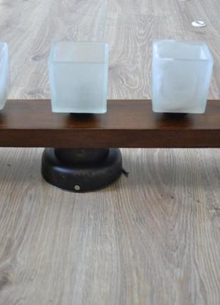 Стельовий світильник з дерева на 3 плафони4 фото