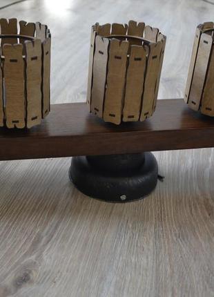 Стельовий світильник з дерева на 3 плафони9 фото