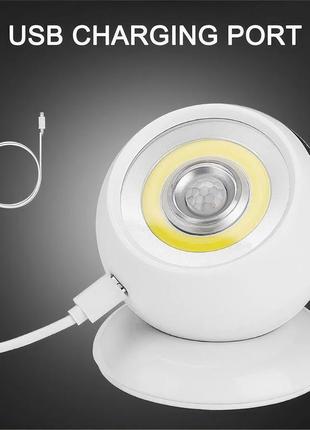 Светодиодная лампа с датчиком движения на аккумуляторе белая motion sensor light, светильник настенный (st)5 фото