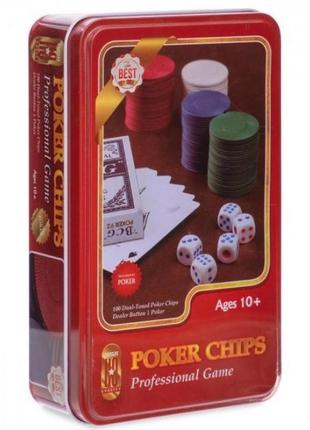 Настільна гра покер j02070 в металевій коробці