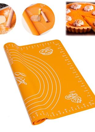 Силиконовый коврик для теста оранжевый, коврик для раскатки теста разметкой 30х40см (килимок для тіста) (st)