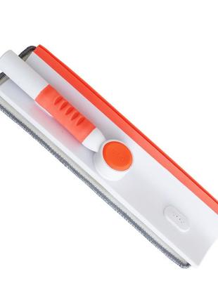 Швабра для мытья окон 2 в 1 оранжевая, щетка скребок для мытья стекол, приспособление...