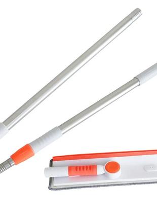 Швабра для мытья окон 2 в 1 оранжевая, щетка скребок для мытья стекол, приспособление...