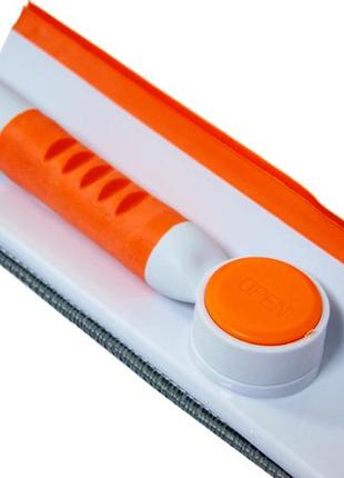 Швабра для мытья окон 2 в 1 оранжевая, щетка скребок для мытья стекол, приспособление...