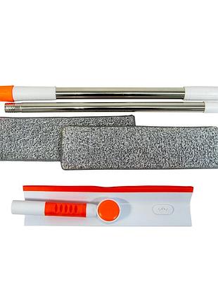 Швабра для мытья окон 2 в 1 оранжевая, щетка скребок для мытья стекол, приспособление...