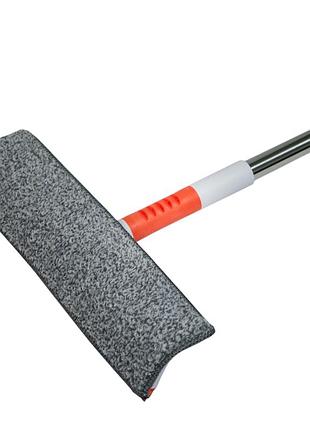 Швабра для мытья окон 2 в 1 оранжевая, щетка скребок для мытья стекол, приспособление...