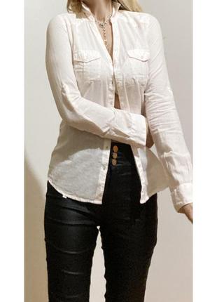 Xs eur 34 літня тонка біла сорочка жіноча бавовна довгий рукав