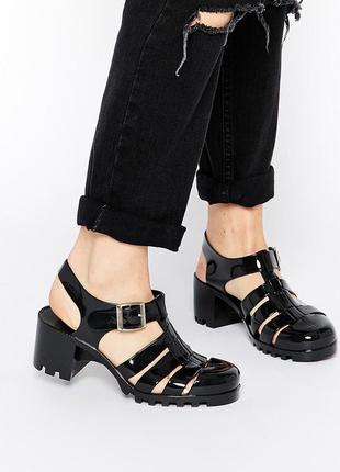 Truffle collection jelly heeled sandals pt007  black сандали босоножки мыльницы 25.5 см