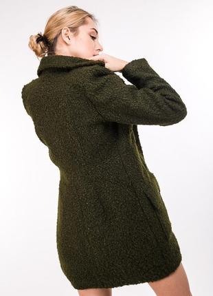 Женское осеннее пальто с карманами хаки2 фото