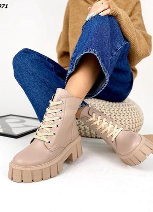 Зимові черевики натуральна шкіра, колір — візон