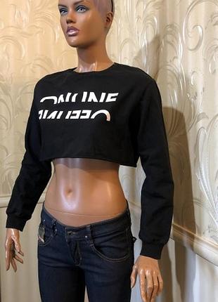 Кроп-топ з білим написом, h&m, розмір xs-s