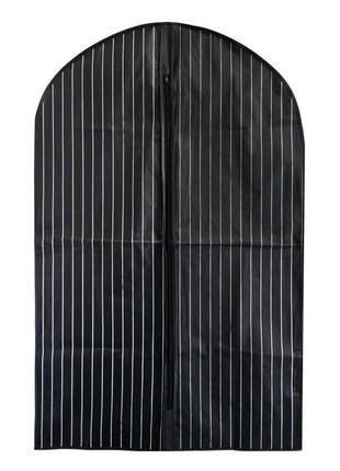 Чохол для одягу "смужка" чорний 97х59см, кофр для костюма, чохол на вішалку для одягу (чохол на одяг) (st)2 фото