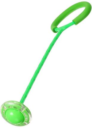 Светящаяся скакалка крутилка с колесиком на одну ногу - нейроскакалка зеленая, с доставкой (st)