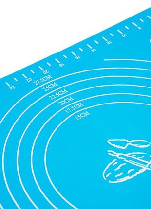 Силиконовый коврик для раскатки теста 30х40 см голубой, коврик для выпечки (силіконовий коврик) (st)3 фото