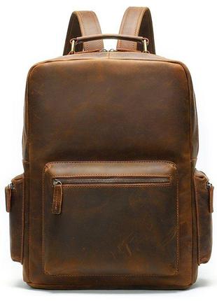 Рюкзак для ноутбука коричневый кожаный винтажный натуральная кожа crazy horse1 фото