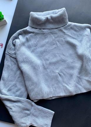 👚восхитительный укорочённый серый тёплый свитер/свободный серый вязаный свитер👚2 фото