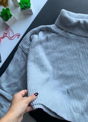 👚восхитительный укорочённый серый тёплый свитер/свободный серый вязаный свитер👚3 фото