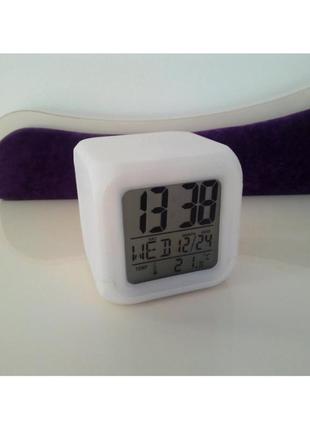 Часы хамелеон с термометром будильник ночник2 фото