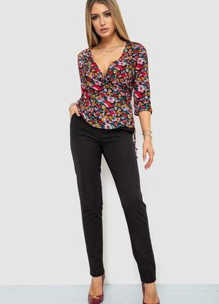 Блуза з квітковим принтом, колір різнобарвний, 244r0722 фото