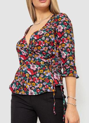 Блуза з квітковим принтом, колір різнобарвний, 244r0723 фото