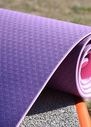 Килимок для йоги та фітнесу power system ps-4060 tpe yoga mat premium purple (183х61х0.6)6 фото