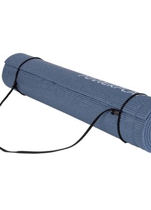 Килимок для йоги та фітнесу powerplay 4010 pvc yoga mat темно-синій (173x61x0.6)5 фото