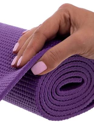 Килимок для йоги та фітнесу power system ps-4014 pvc fitness-yoga mat purple (173x61x0.6)4 фото