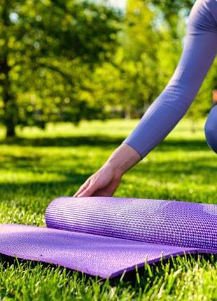 Килимок для йоги та фітнесу power system ps-4014 pvc fitness-yoga mat purple (173x61x0.6)8 фото