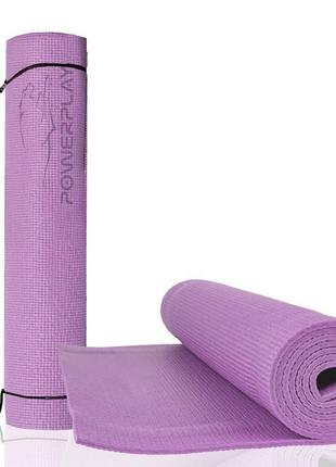 Килимок для йоги та фітнесу powerplay 4010 pvc yoga mat лавандовий (173x61x0.6)1 фото