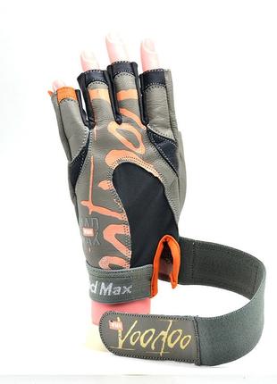 Рукавички для фітнесу madmax mfg-921 voodoo light grey/orange s2 фото