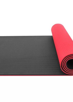 Килимок для йоги та фітнесу power system ps-4060 tpe yoga mat premium  red (183х61х0.6)6 фото
