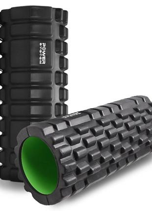 Масажний ролик (роллер) power system ps-4050 fitness foam roller black/green (33x15см.)