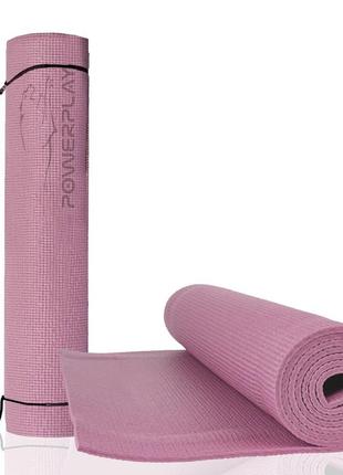 Килимок для йоги та фітнесу powerplay 4010 pvc yoga mat рожевий (173x61x0.6)1 фото