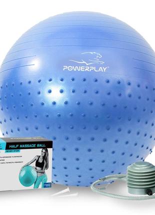 М'яч для фітнесу (фітбол) напівмасажний powerplay 4003 ø65 cm gymball  синій + помпа