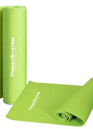 Килимок для йоги та фітнесу power system ps-4014 pvc fitness-yoga mat green (173x61x0.6)